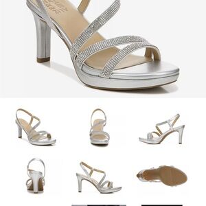 Naturalizer Silver Strappy Heels
